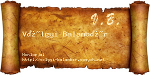 Völgyi Balambér névjegykártya